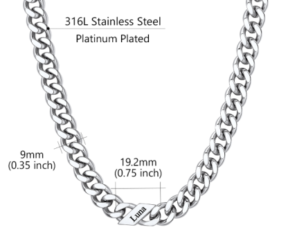 1-6 Names Stainless Steel Engraved Cuban Chain Necklace for Women