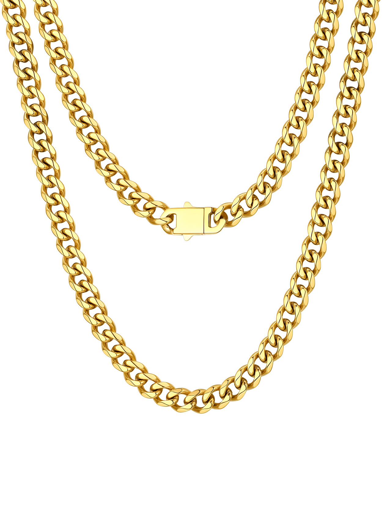 6MM/9MM/12MM Stainless Steel Polished Cuban Link Chain Necklace For Men