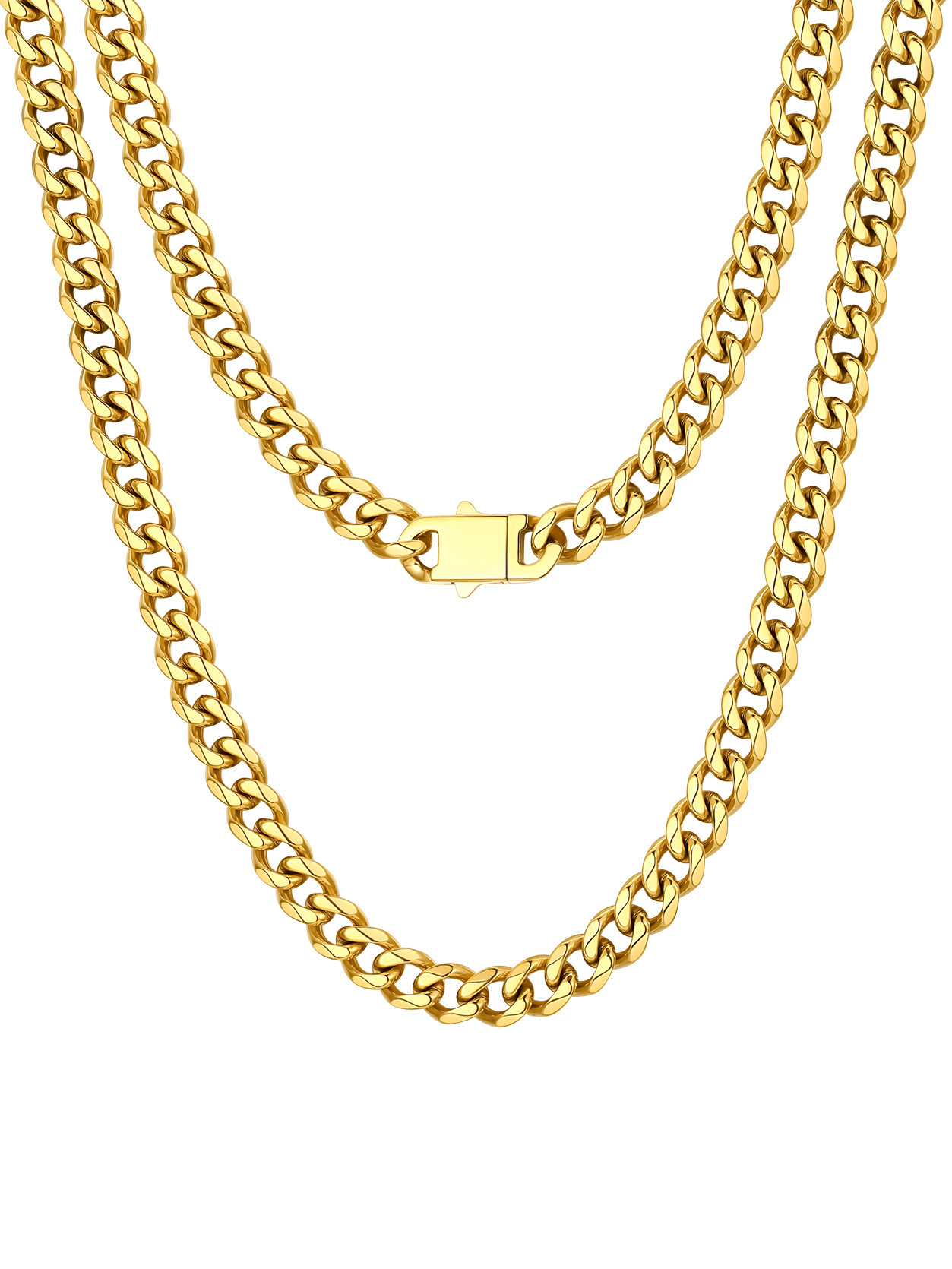 6MM/9MM/12MM Stainless Steel Polished Cuban Link Chain Necklace For Men