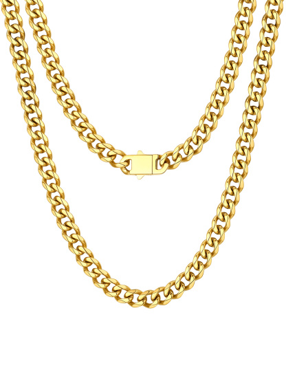 6MM/9MM/12MM Stainless Steel Polished Cuban Link Chain Necklace For Men