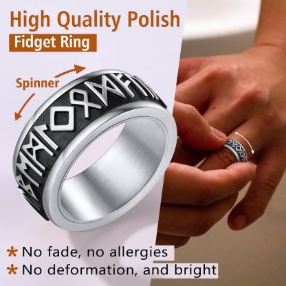 9MM Viking Rune Fidget Ring for Men