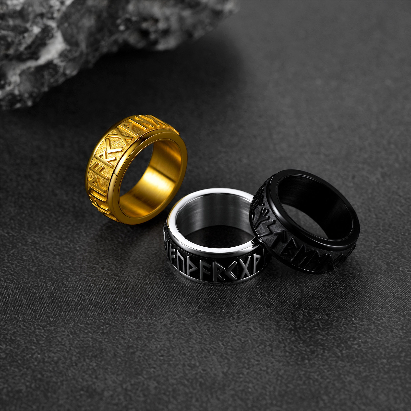 9MM Viking Rune Fidget Ring for Men
