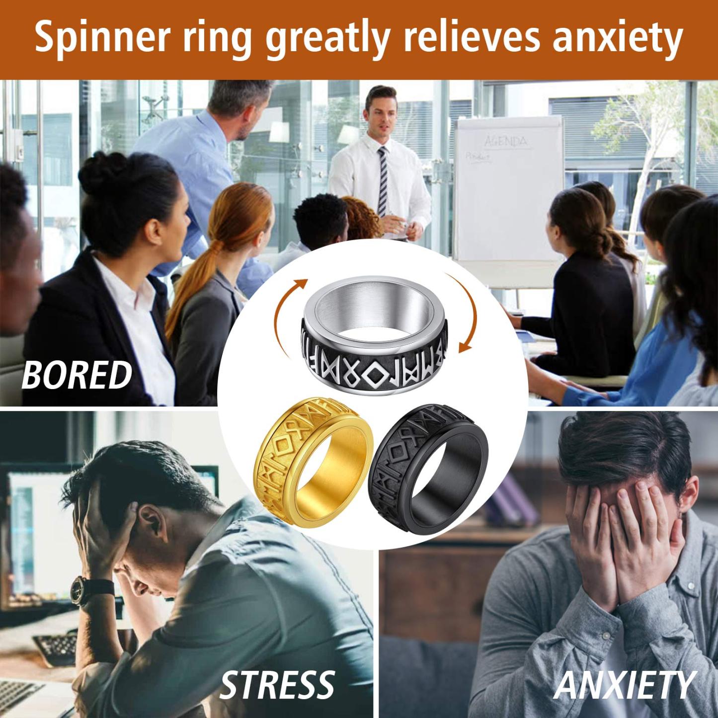 9MM Viking Rune Fidget Ring for Men
