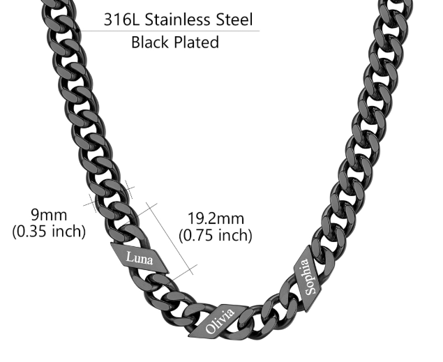1-6 Names Stainless Steel Engraved Cuban Chain Necklace for Women