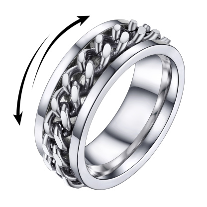 Rotating Stainless Steel Chain Link Ring - Dad Gift