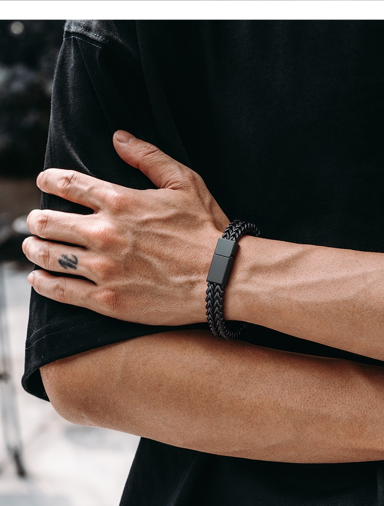 12mm Black Franco Curb Chain Bracelet for Men