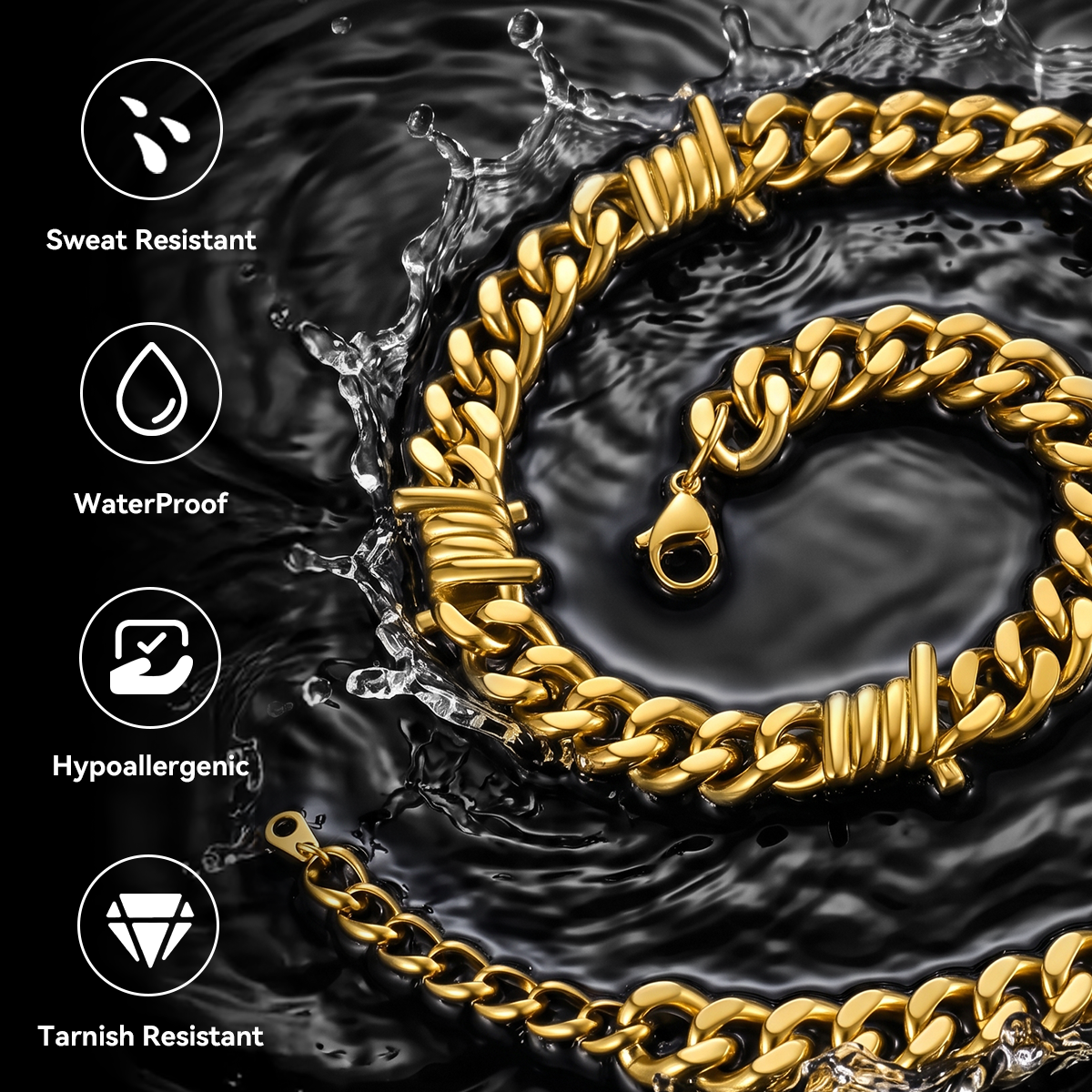 9mm Barbed Wire Cuban Link Chain for Men