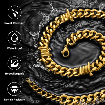 9mm Barbed Wire Cuban Link Chain for Men