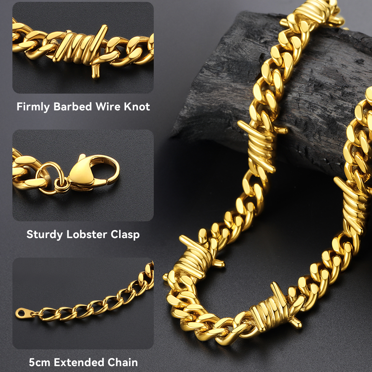 9mm Barbed Wire Cuban Link Chain for Men