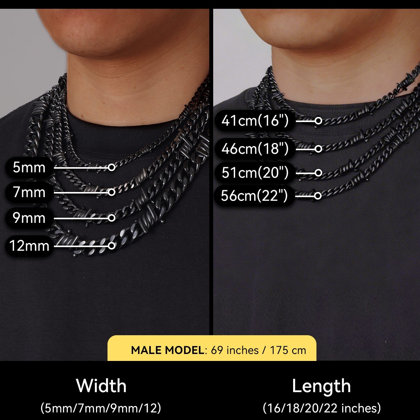 9mm Barbed Wire Cuban Link Chain for Men