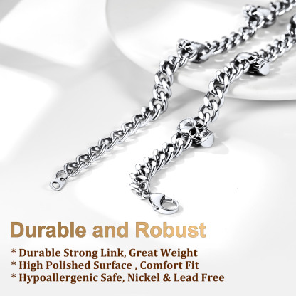 9mm Black Celtic Skull Cuban Chain For Him
