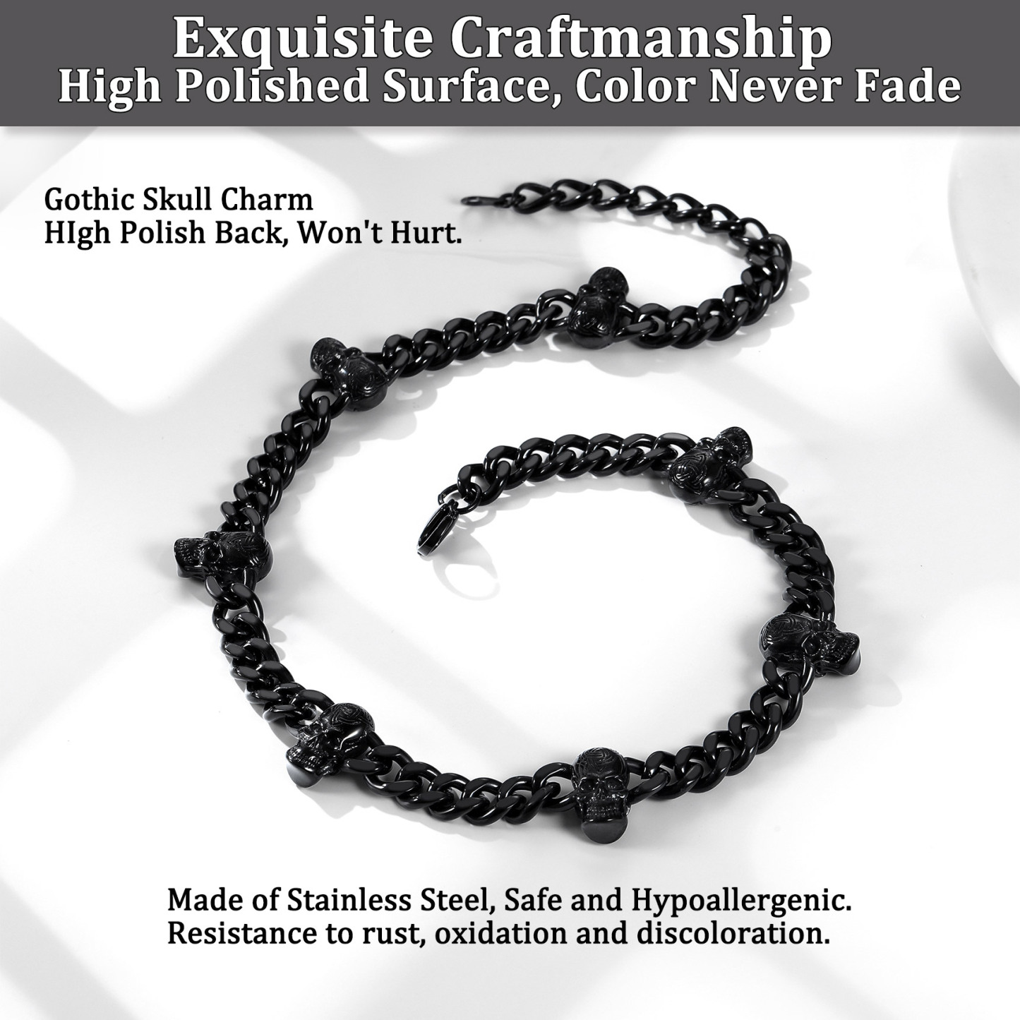 9mm Black Celtic Skull Cuban Chain For Him