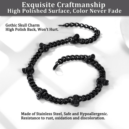 9mm Black Celtic Skull Cuban Chain For Him