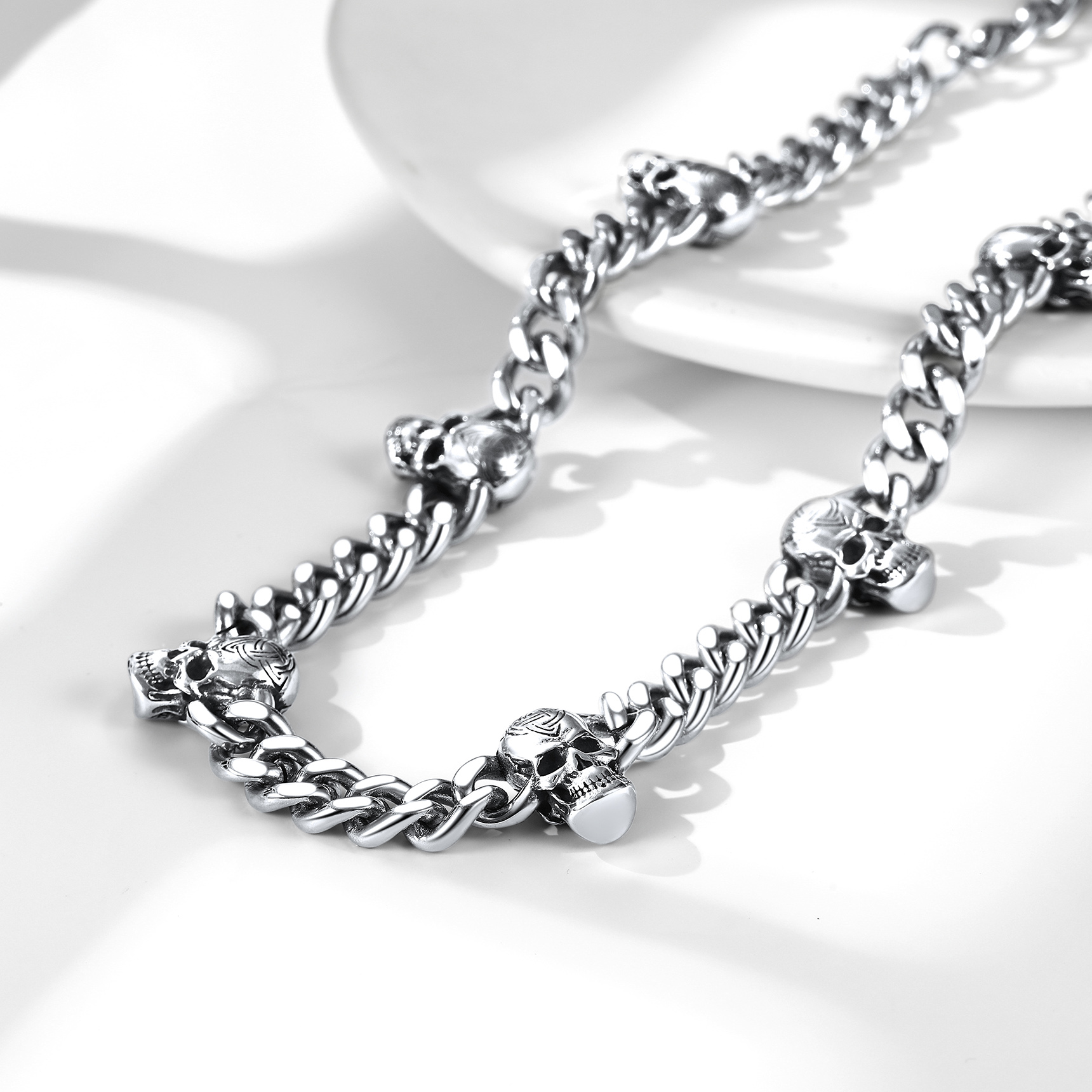 9mm Black Celtic Skull Cuban Chain For Him