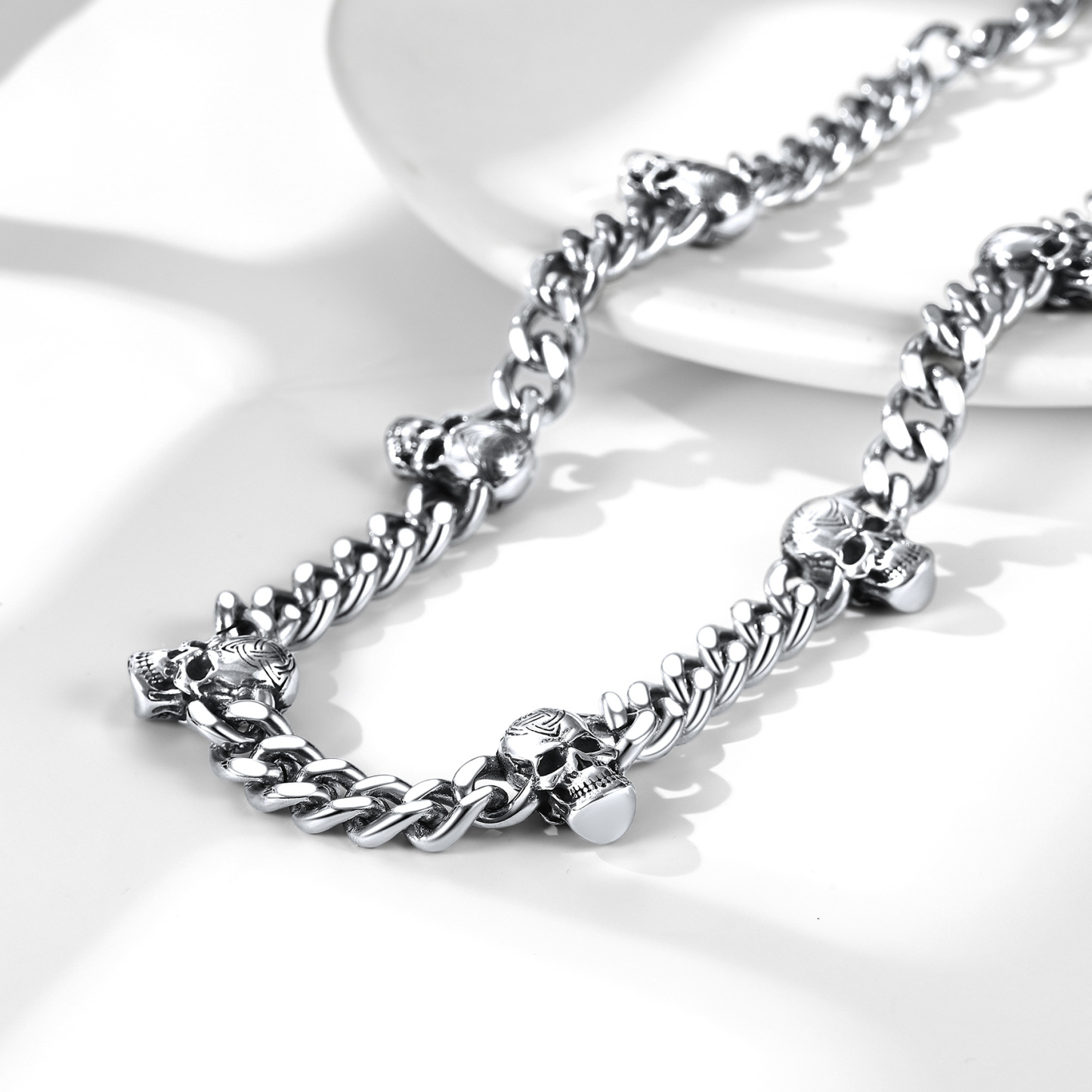 9mm Black Celtic Skull Cuban Chain For Him