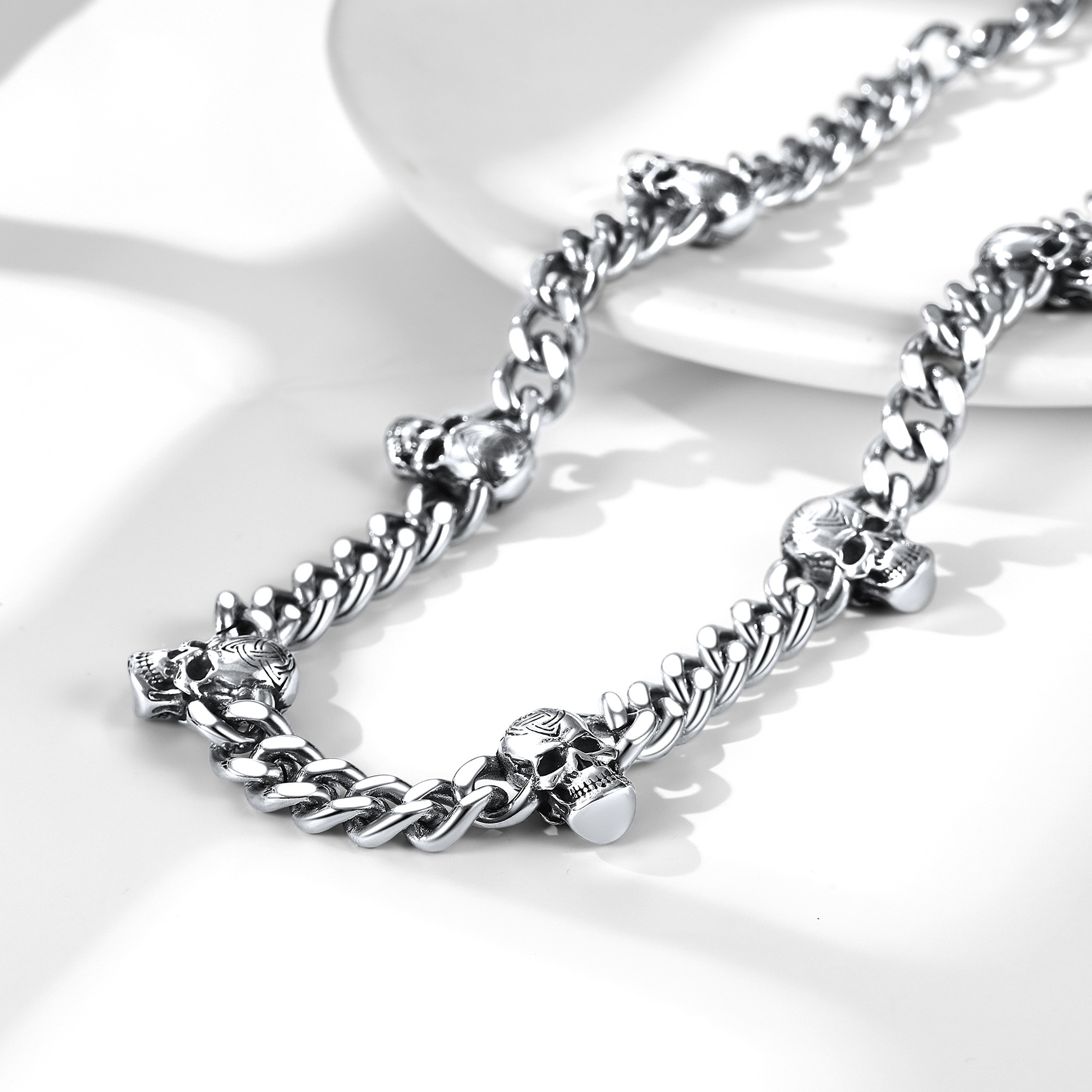 9mm Black Celtic Skull Cuban Chain For Him