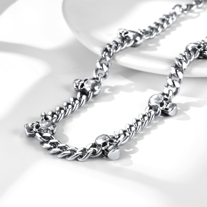 9mm Black Celtic Skull Cuban Chain For Him