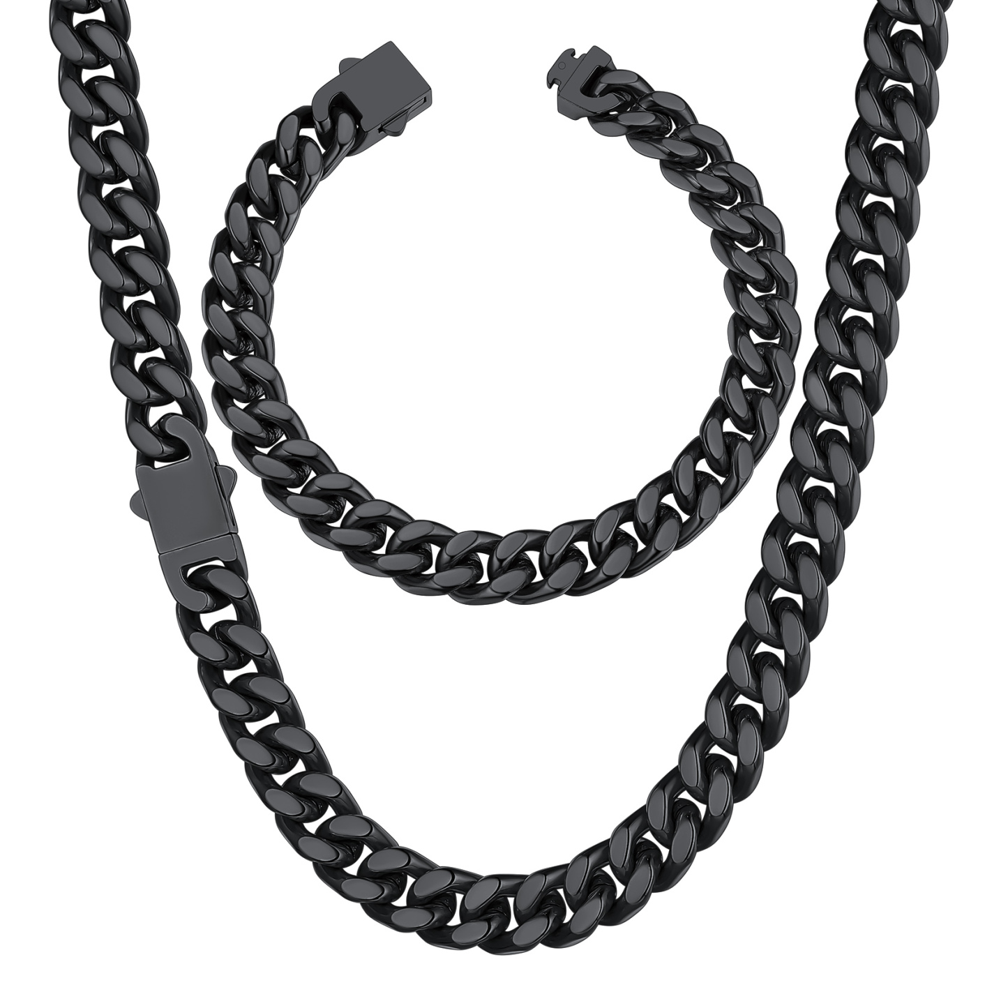 5/7/9/12mm Miami Cuban Link Chain & Bracelet Set for Him