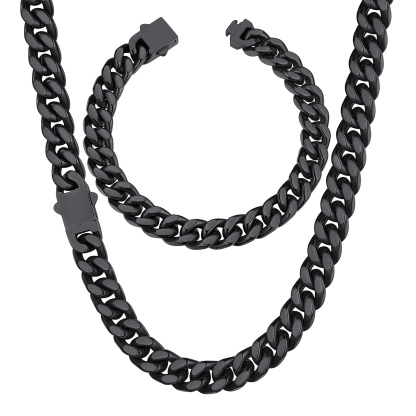 5/7/9/12mm Miami Cuban Link Chain & Bracelet Set for Him