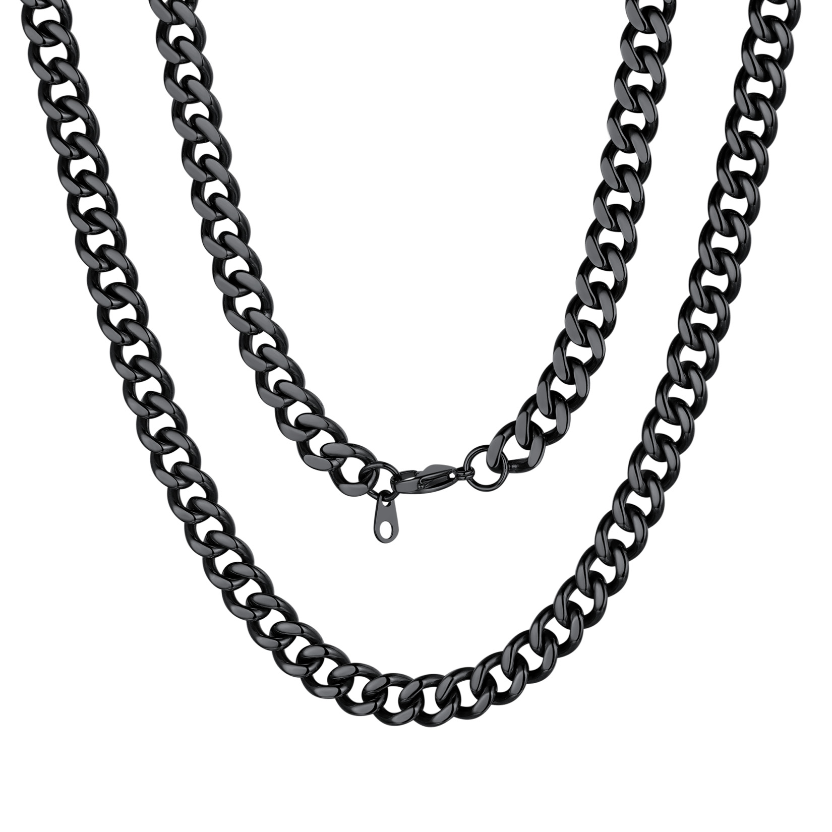 9mm Cuban Chain Necklace in Black Plated
