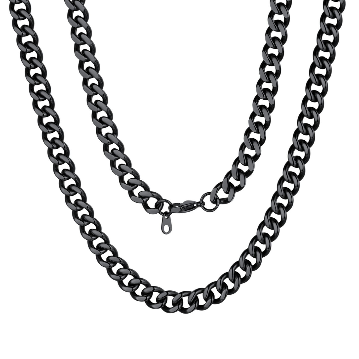 9mm Cuban Chain Necklace in Black Plated