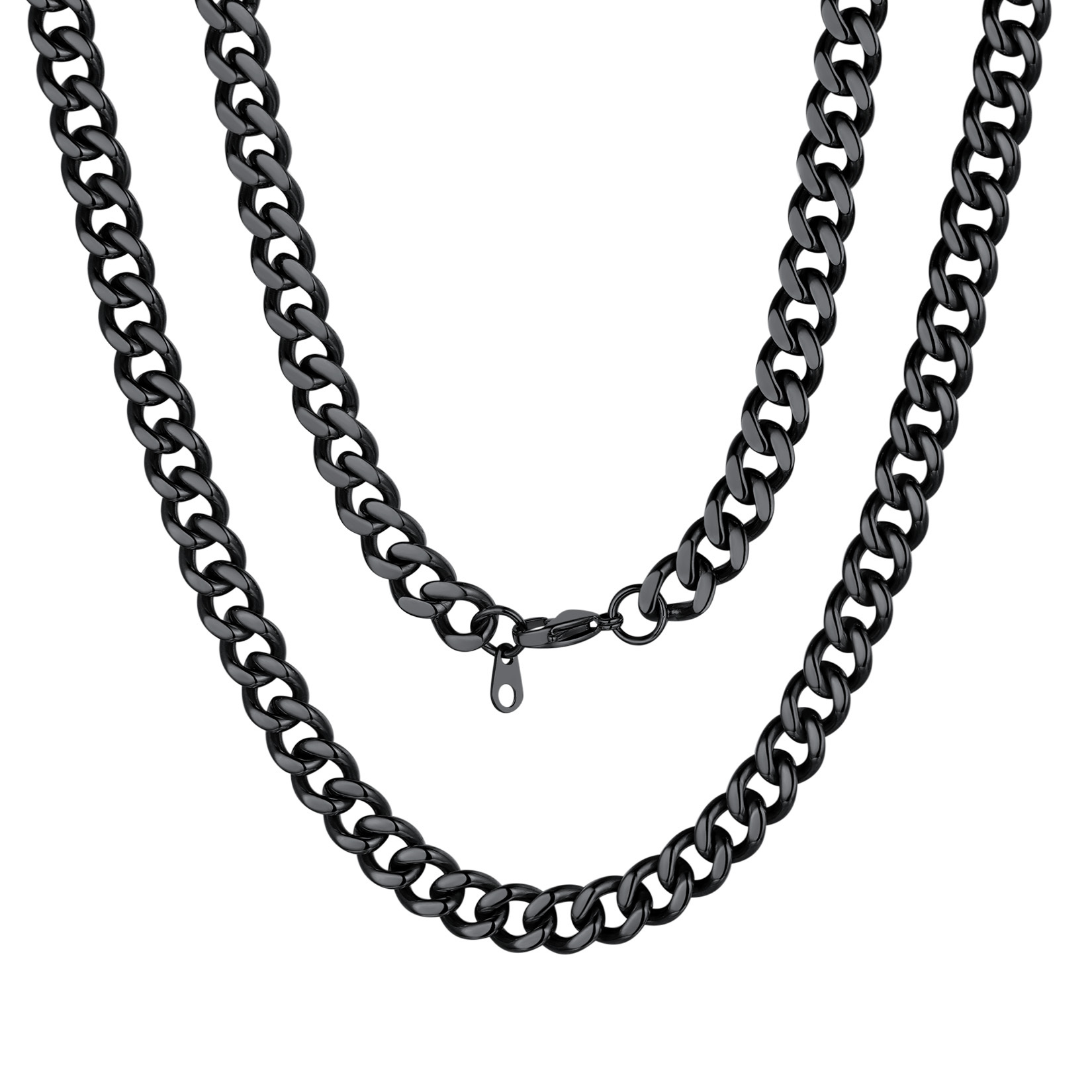 9mm Cuban Chain Necklace in Black Plated