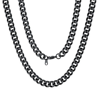 9mm Cuban Chain Necklace in Black Plated