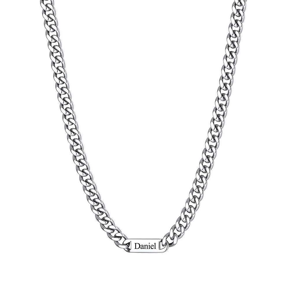 9mm Custom 1 Name Cuban Chain Necklace in Stainless Steel