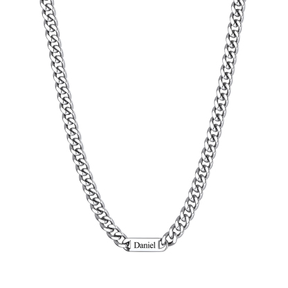 9mm Custom 1 Name Cuban Chain Necklace in Stainless Steel