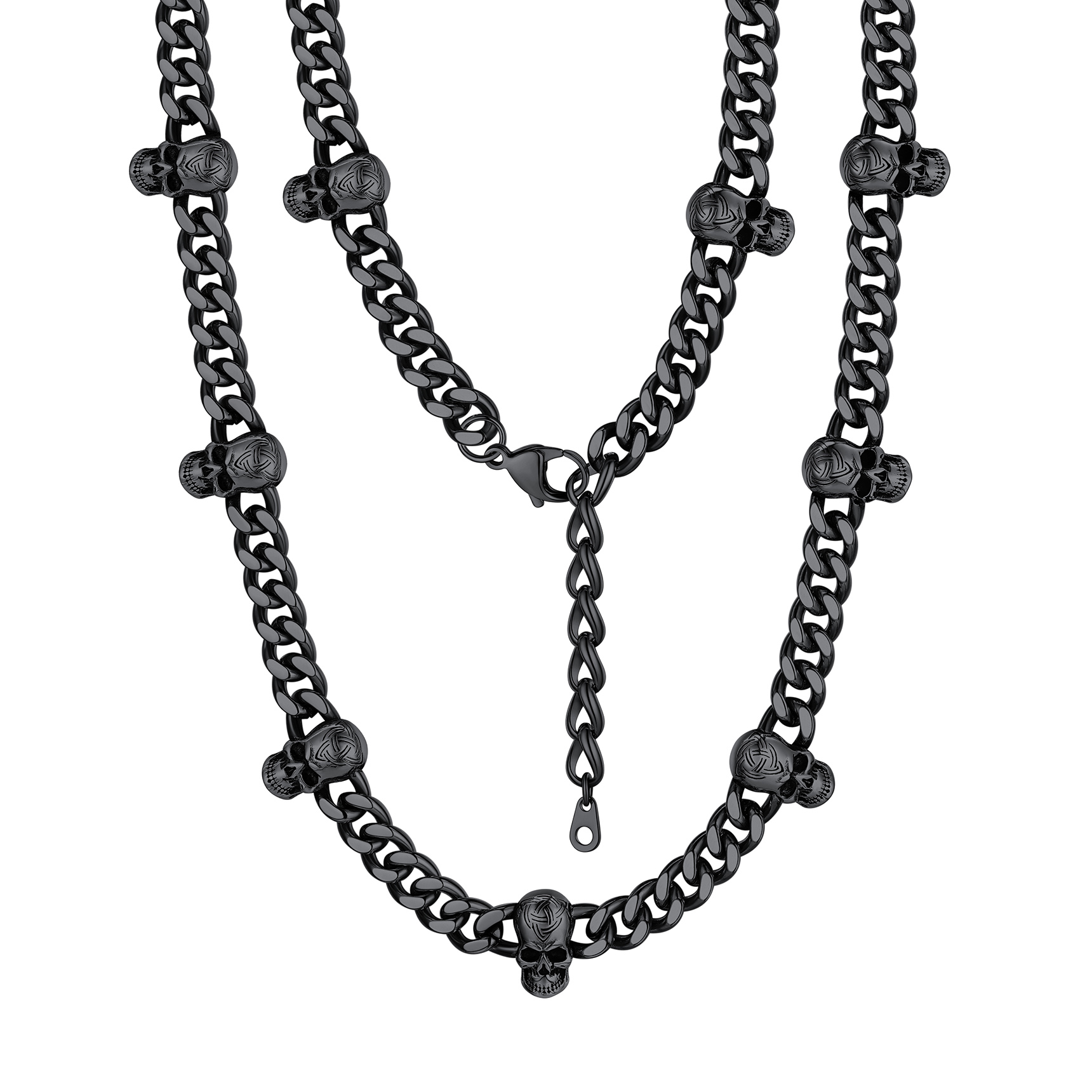 9mm Gothic Skull Choker | Men‘s Chunky Cuban Link Chain