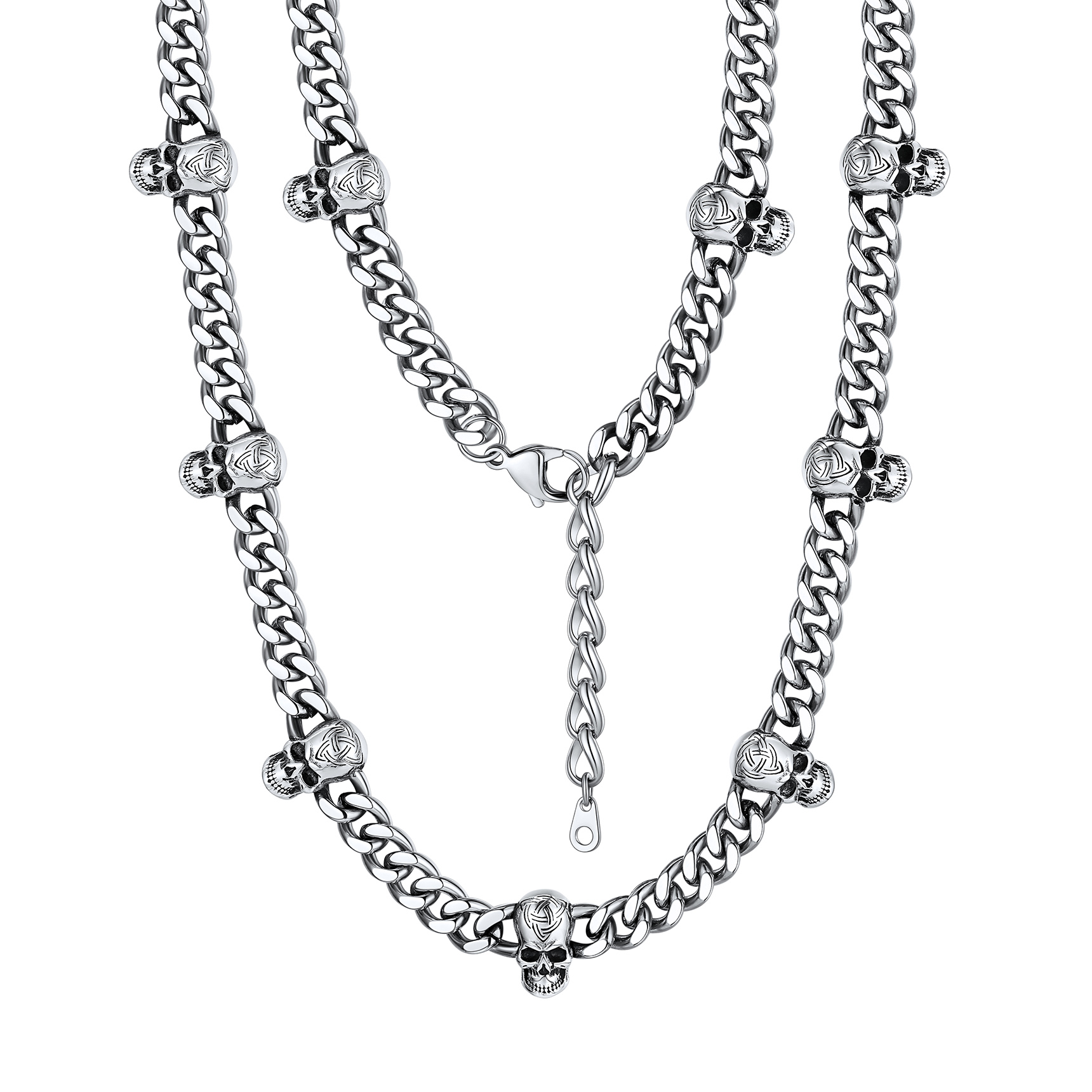 9mm Gothic Skull Choker | Men‘s Chunky Cuban Link Chain