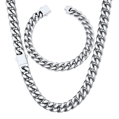 5/7/9/12mm Miami Cuban Link Chain & Bracelet Set for Him