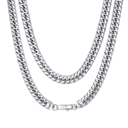 Chunky Silver Wide Curb Cuban Chain 9mm