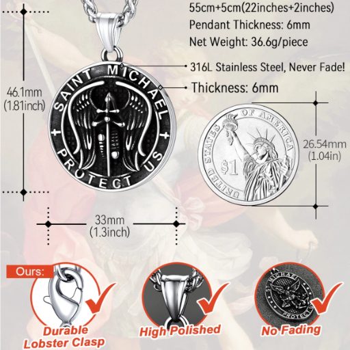Angel Wing Stainless Steel Pendant Necklace for Men