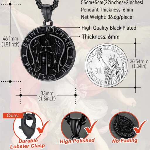 Angel Wing Stainless Steel Pendant Necklace for Men
