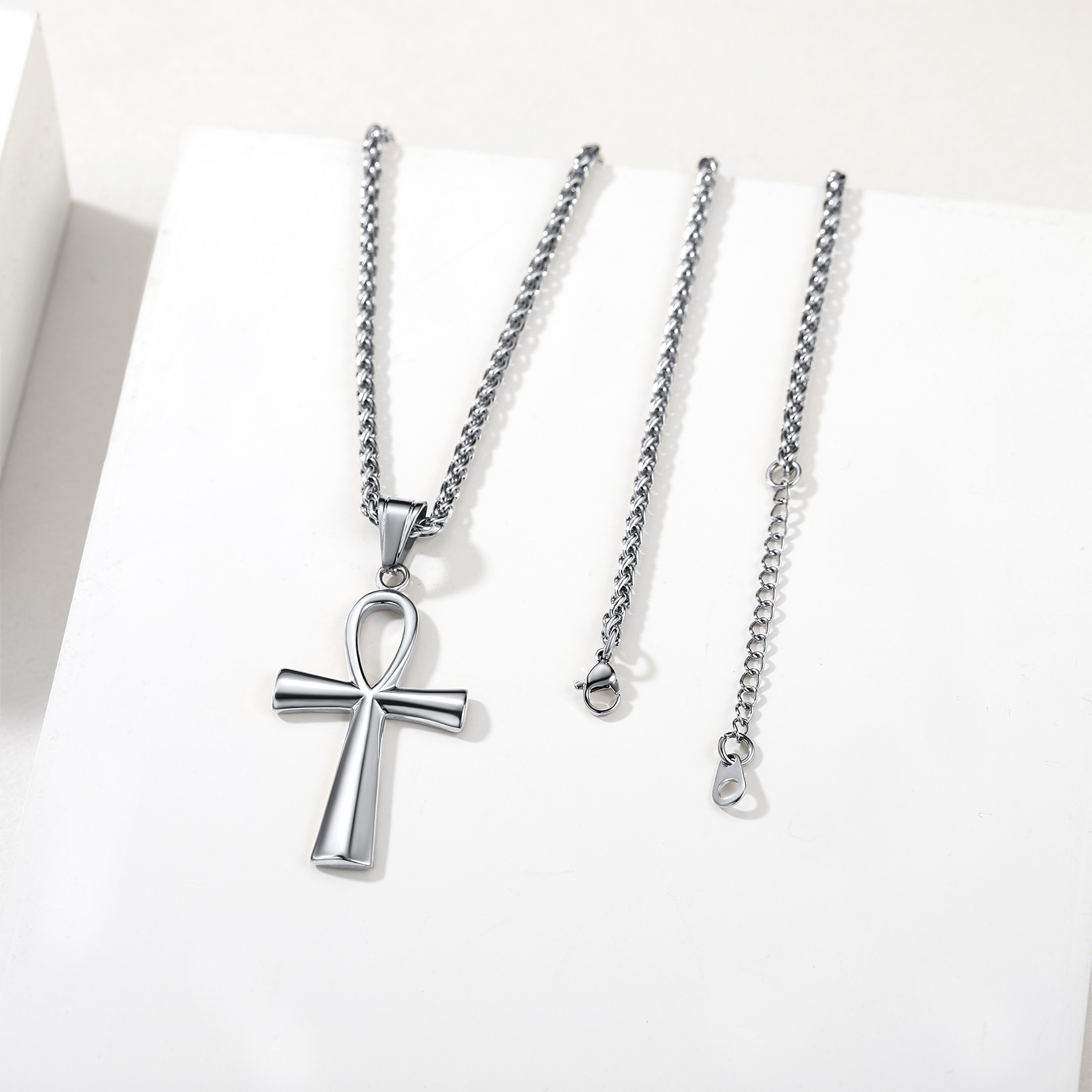 Ankh Cross Pendant Egyptian Necklace, Stainless Steel-01