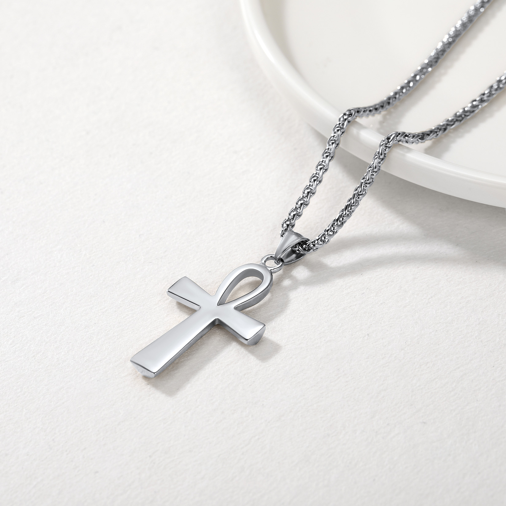 Ankh Cross Pendant Egyptian Necklace, Stainless Steel-03