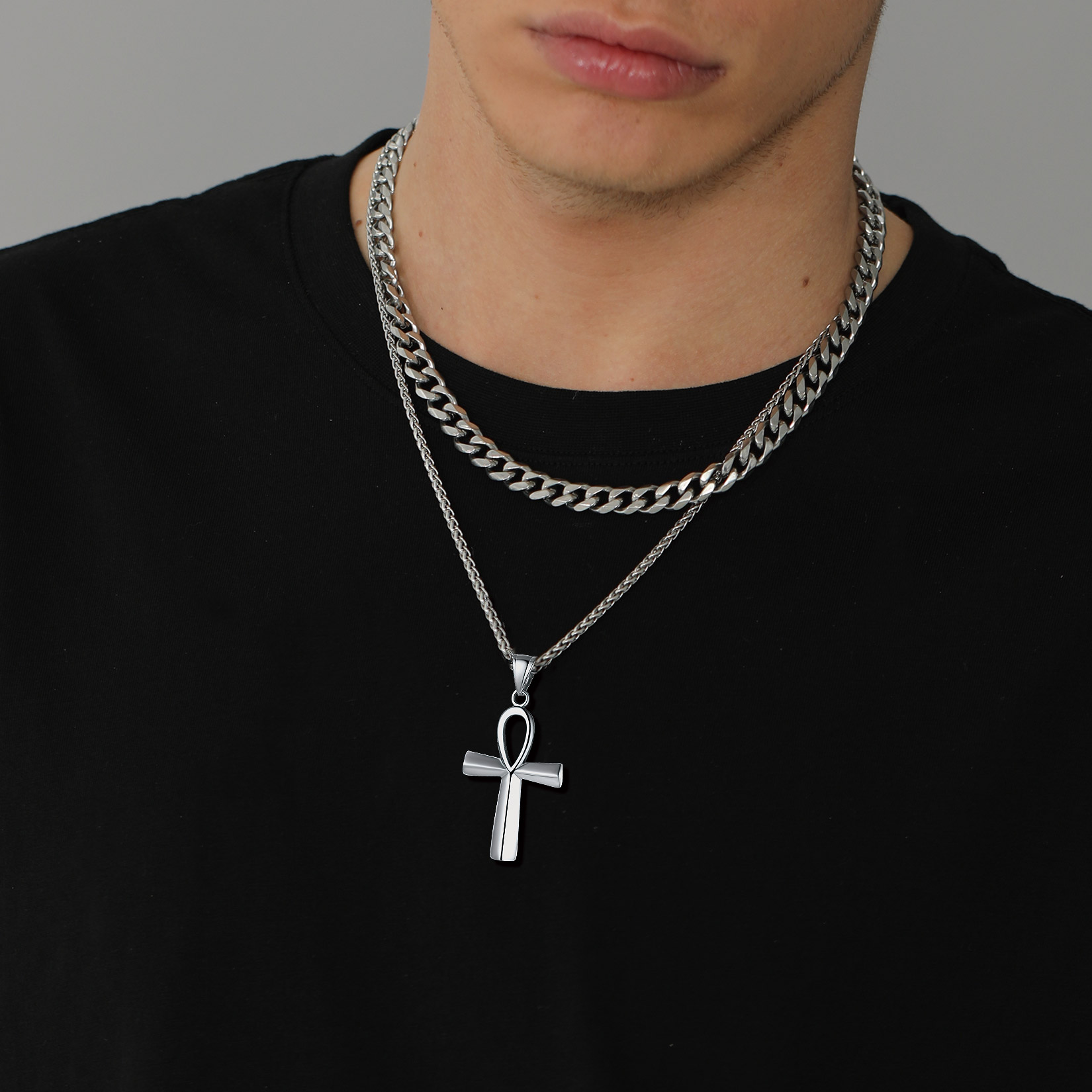Ankh Cross Pendant Egyptian Necklace for Men-01