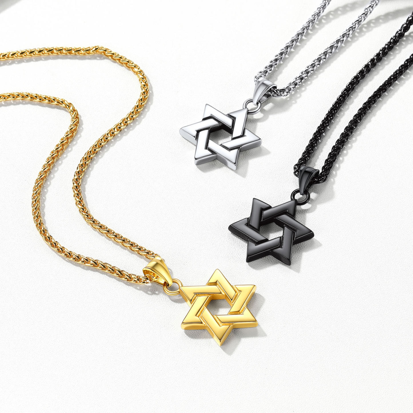 Stainless Steel Star of David Retro Necklace for Men Women