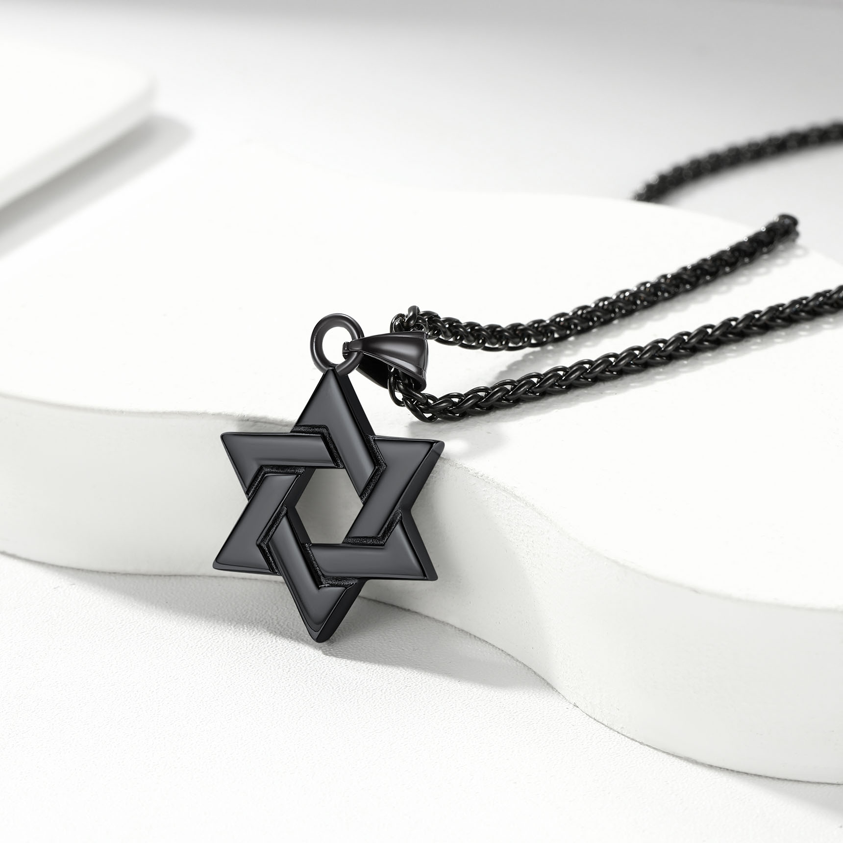 Stainless Steel Star of David Retro Necklace for Men Women