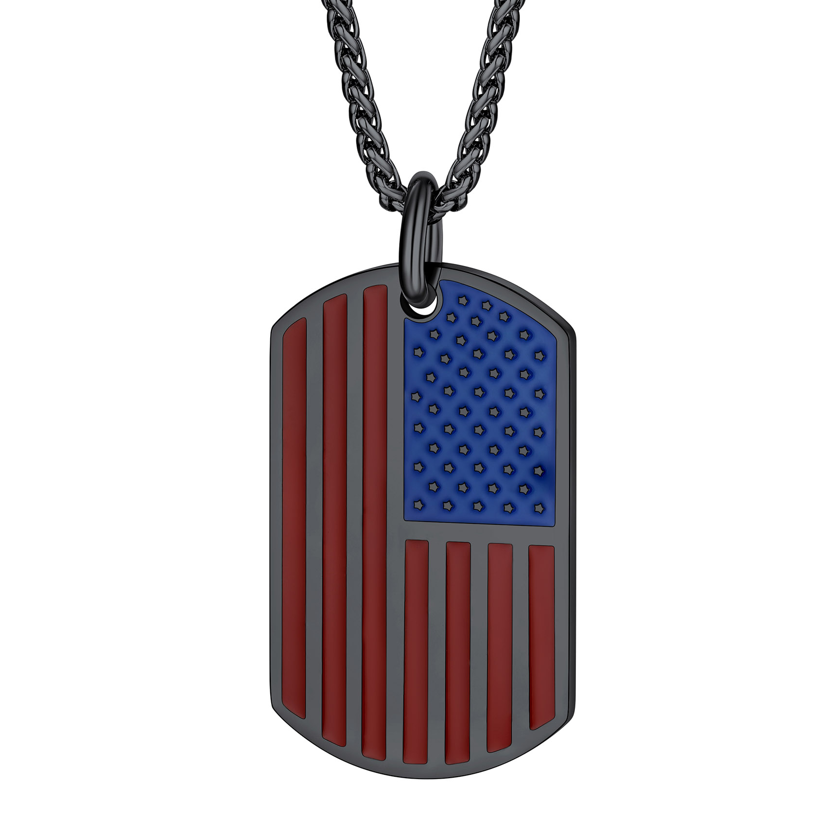 Stainless Steel American Flag Dog Tag Pendant