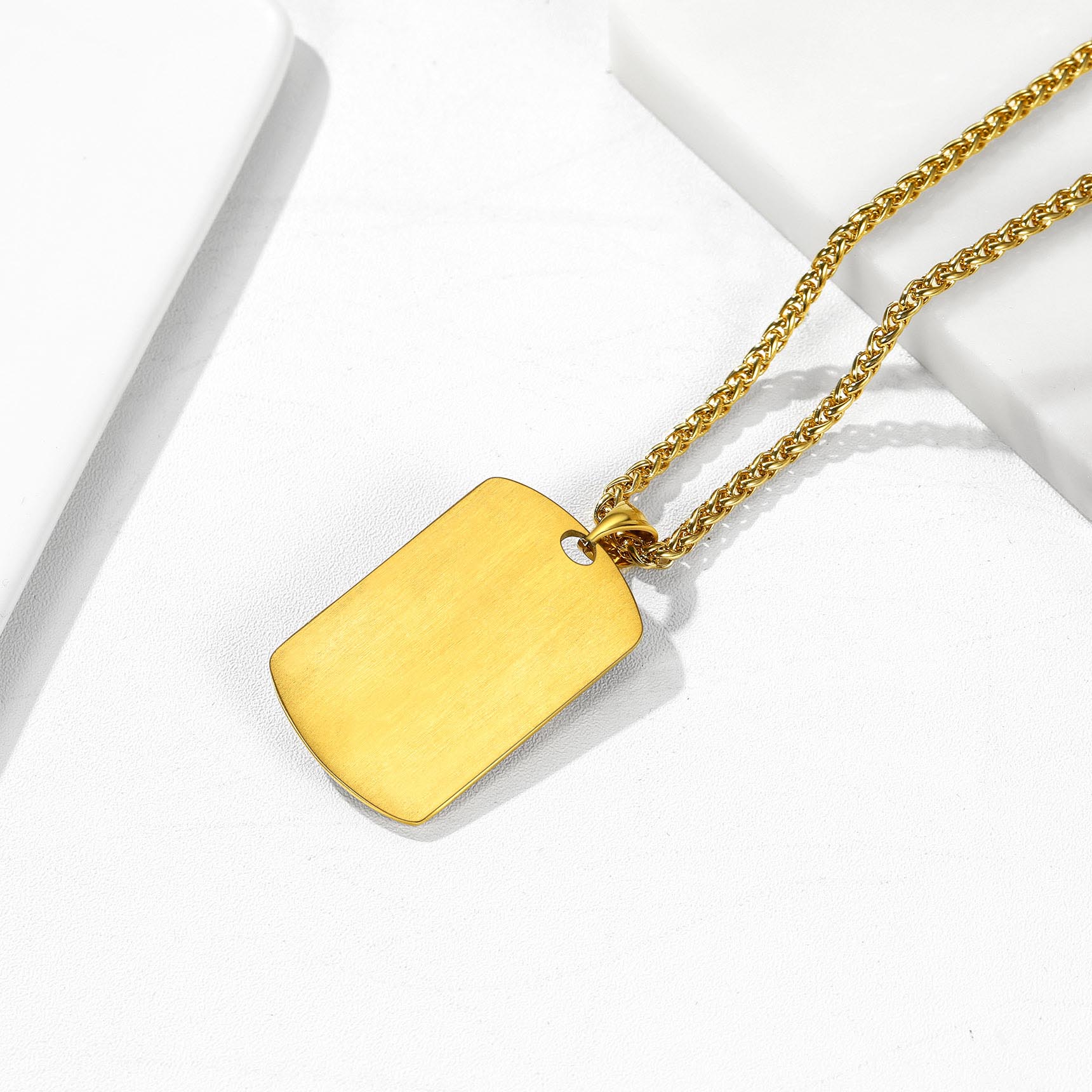 Engraved Zircon American Flag Eagle Pendant Dog Tag for Men