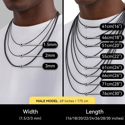 Braided Leather Chain Necklace Details-Necklace Width, Length