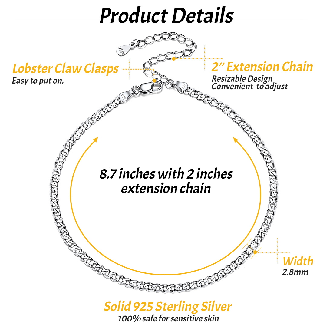 Product detail for 925 sterling silver necklace