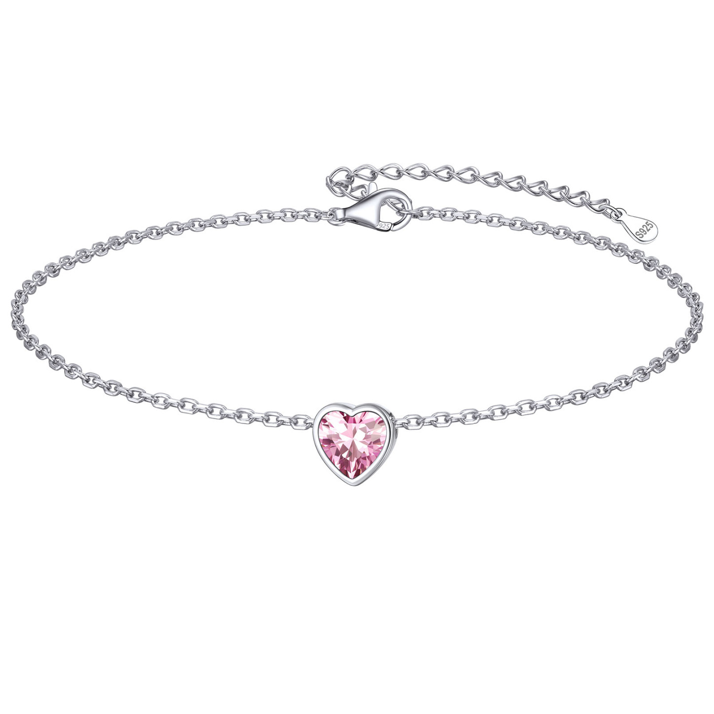 Bride Heart Birthstone Wedding Anklets