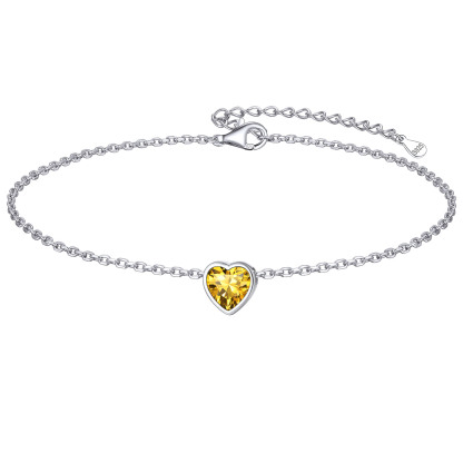 Bride Heart Birthstone Wedding Anklets