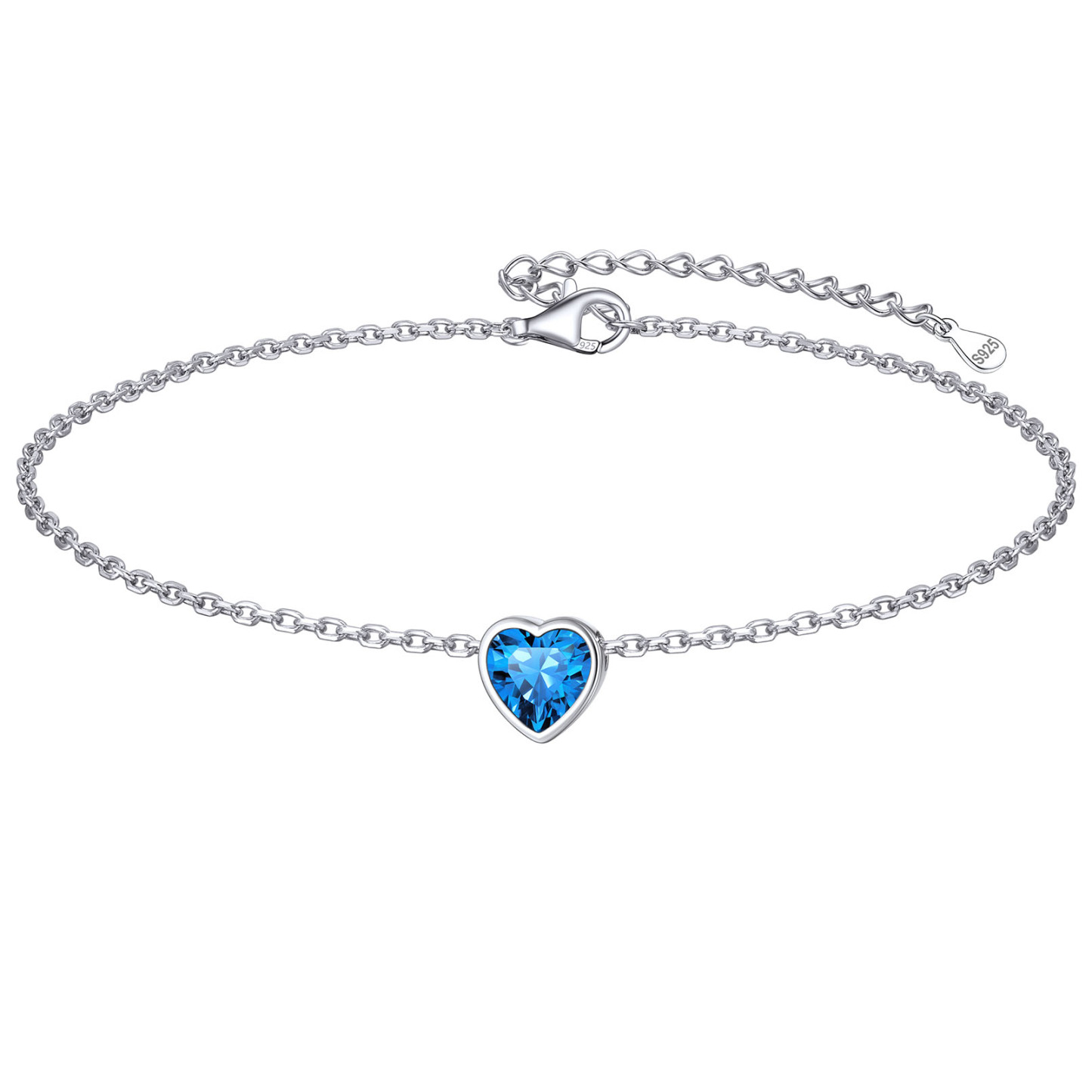 Bride Heart Birthstone Wedding Anklets
