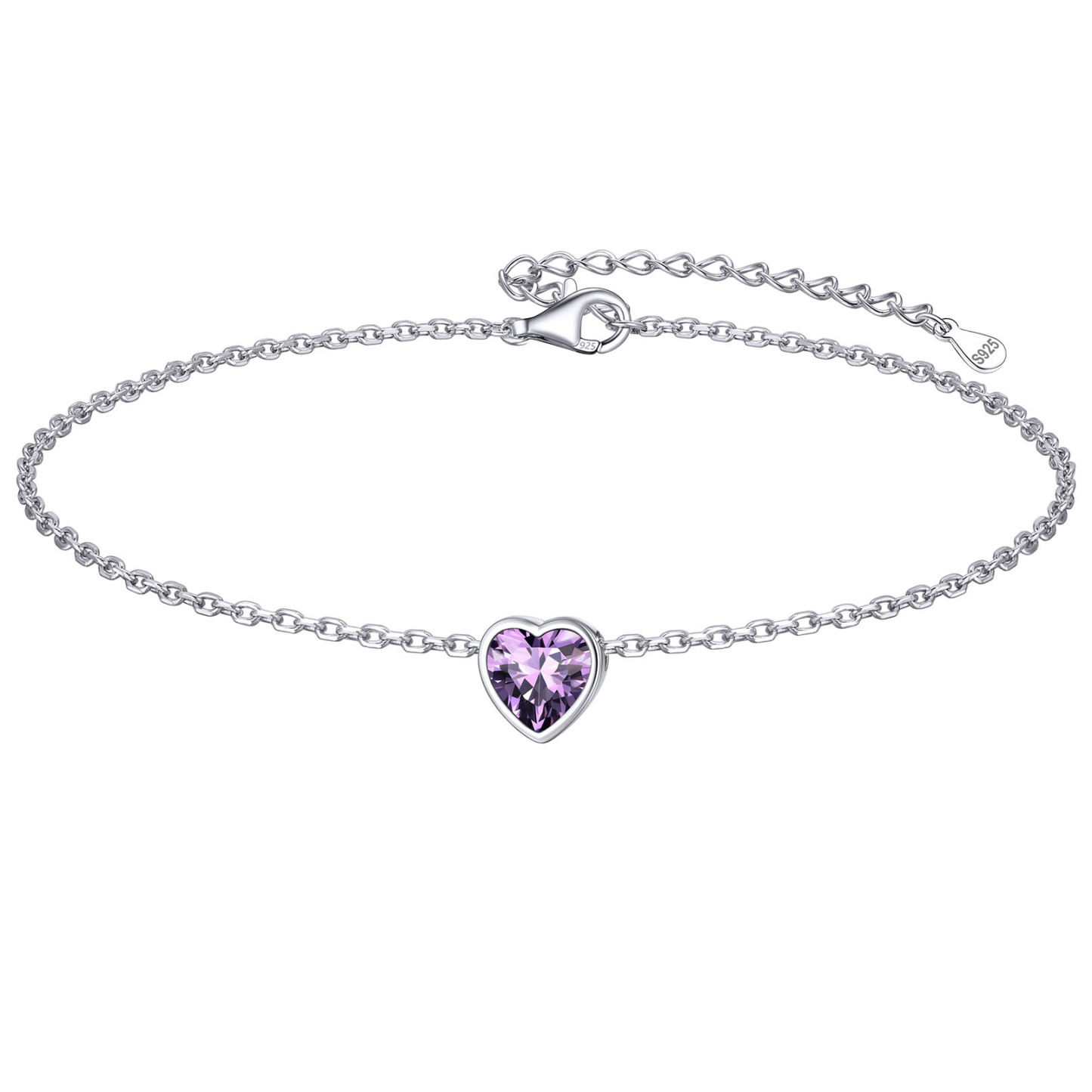 Bride Heart Birthstone Wedding Anklets