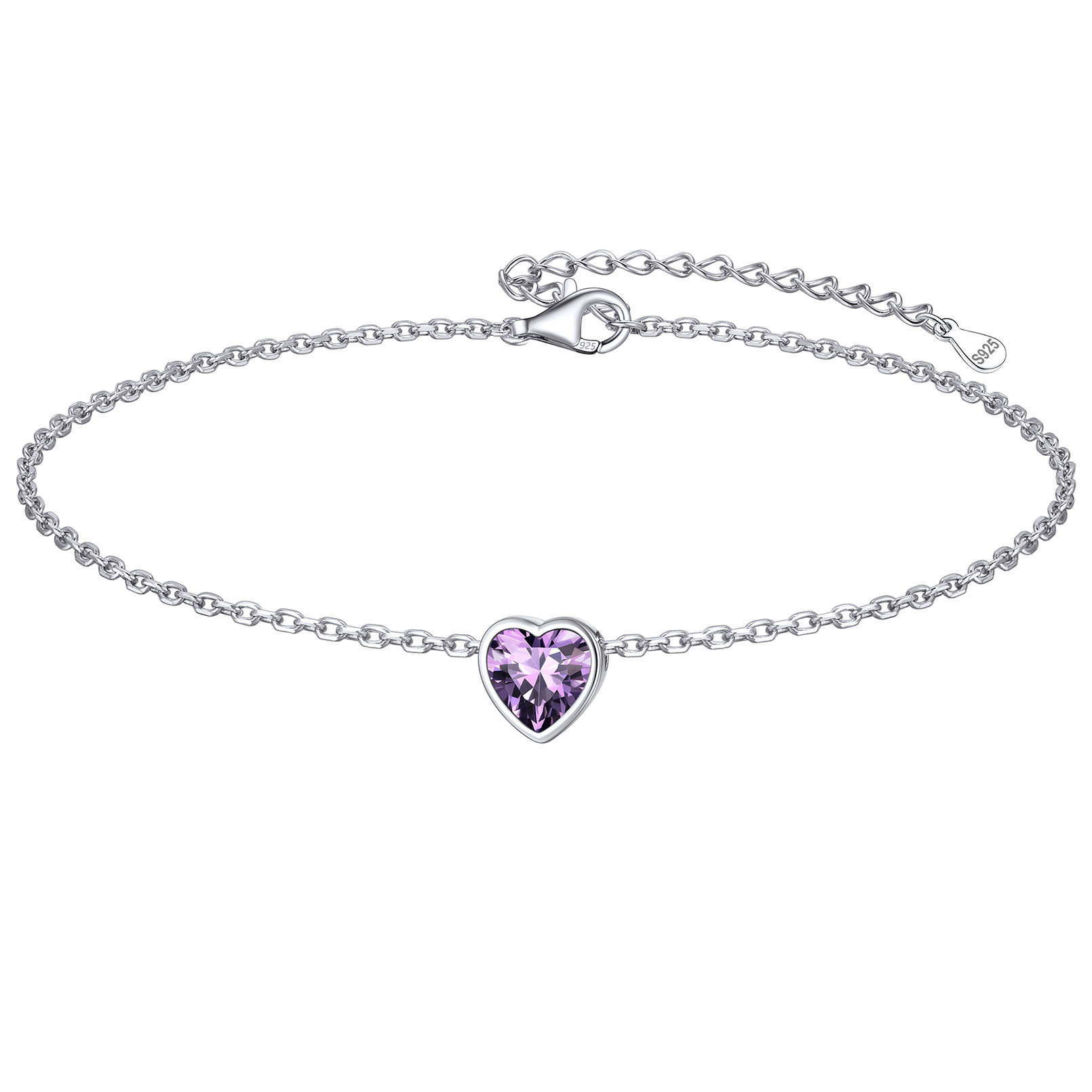 Bride Heart Birthstone Wedding Anklets