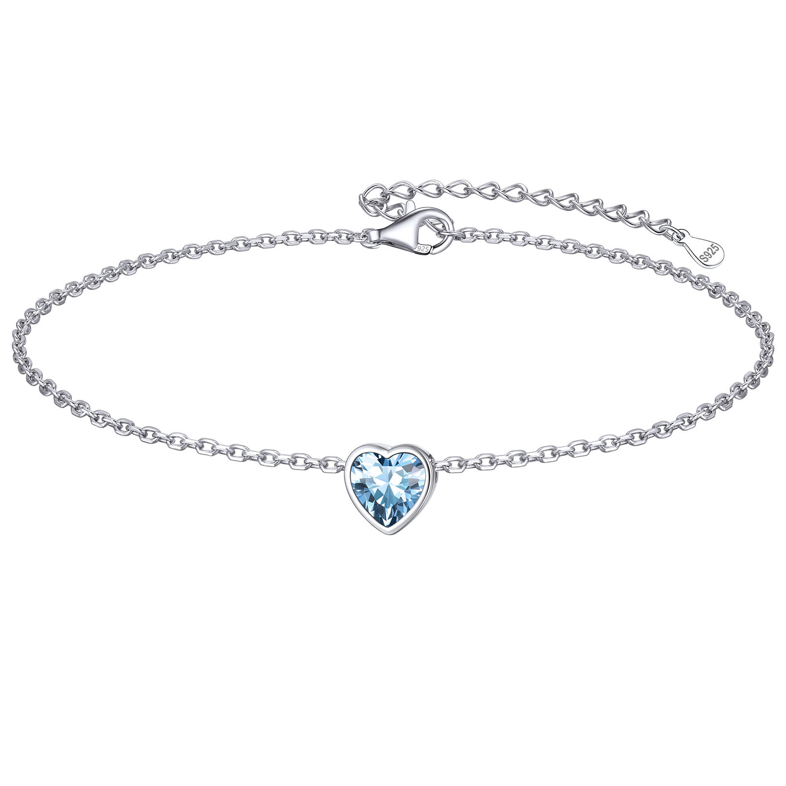 Bride Heart Birthstone Wedding Anklets